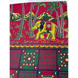 African Wax Print Fabric Vibrant Red/Green Elephant Bird Design 1/2 yard x 46"